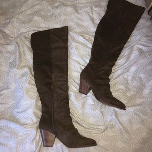 brown knee high boots